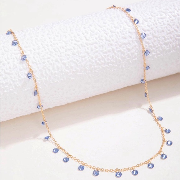 ⚠️Clearance Elegant Blue Beaded Rhinestone Necklace - Picture 2 of 6
